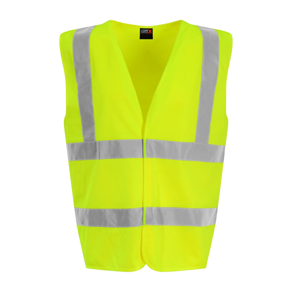 (M, Hi Vis Yellow) PRO RTX Unisex Adult Sleeveless Hi-Vis Vest