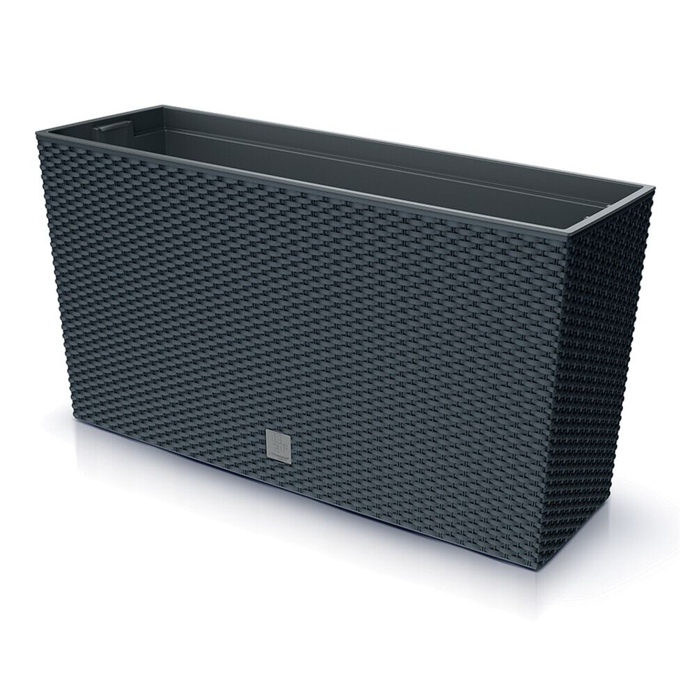 Urbn Living (Anthracite) Tall Rectangle Rato Case Medium Rattan Flower Pot Planter Indoor Outdoor Patio Anthracite