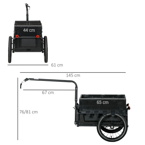 Homcom HOMCOM Bicycle Trailer with Foldable Storage Box and Pneumatic Tyres, Black 1