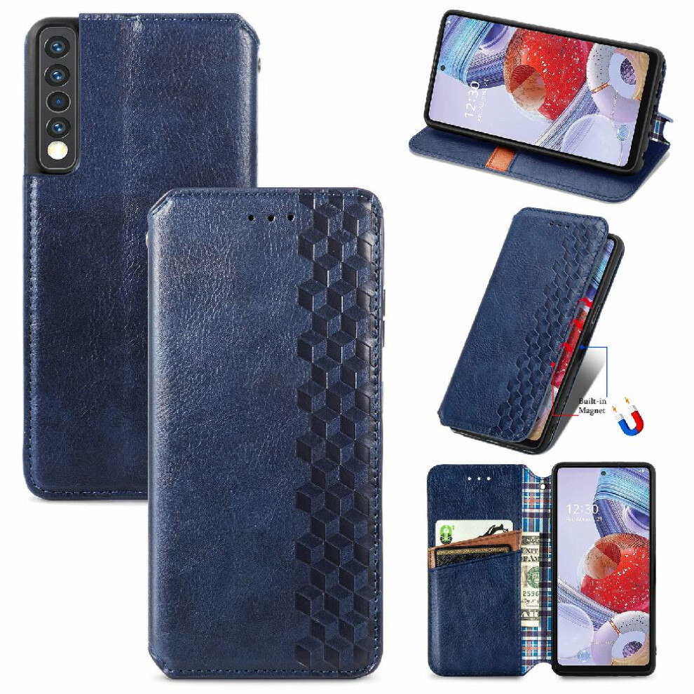 (Blue) Case For Lg Stylo 7 4G Fashion Design Leather Case Wallet Function Flip Cover Exquisite Business Blue 764762557256