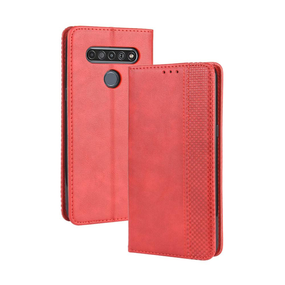 (Red) Case For Lg K61 Pu Leather Magnetic Closure Wallet Red 764762557317