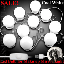 Make Up Mirror Lights 10 LED Kit Bulbs Vanity Light Dimmable Lamp Dressing USB