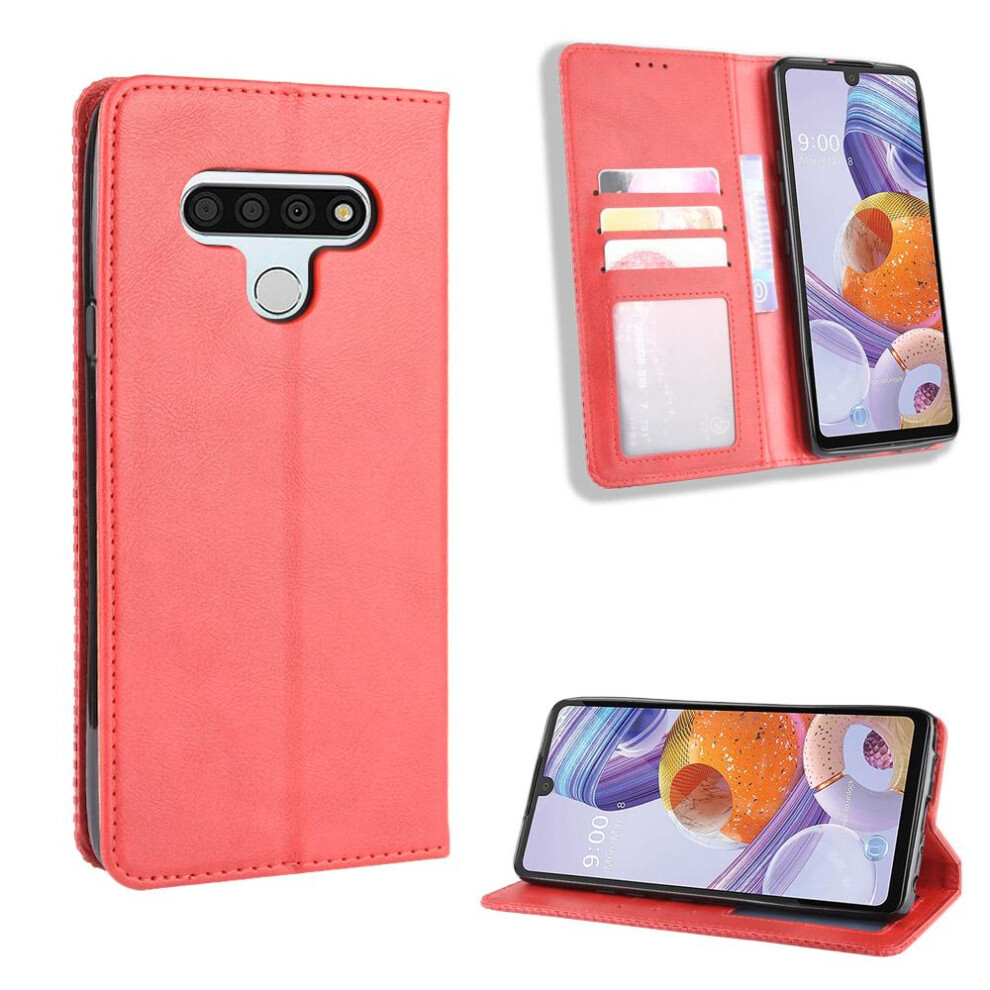 (Red) Case For Lg Stylo 6 Magnetic Closure Pu Leather Wallet Red 764762557409