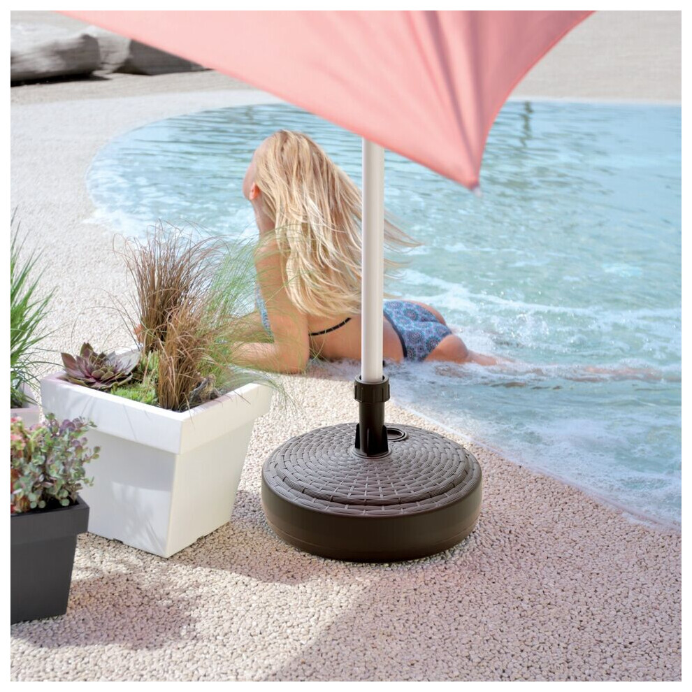 Urbn Living (Round ) 10/12L Round/Square Plastic Umbrella Parasol Base Stand Garden Sunshade Holder Brown