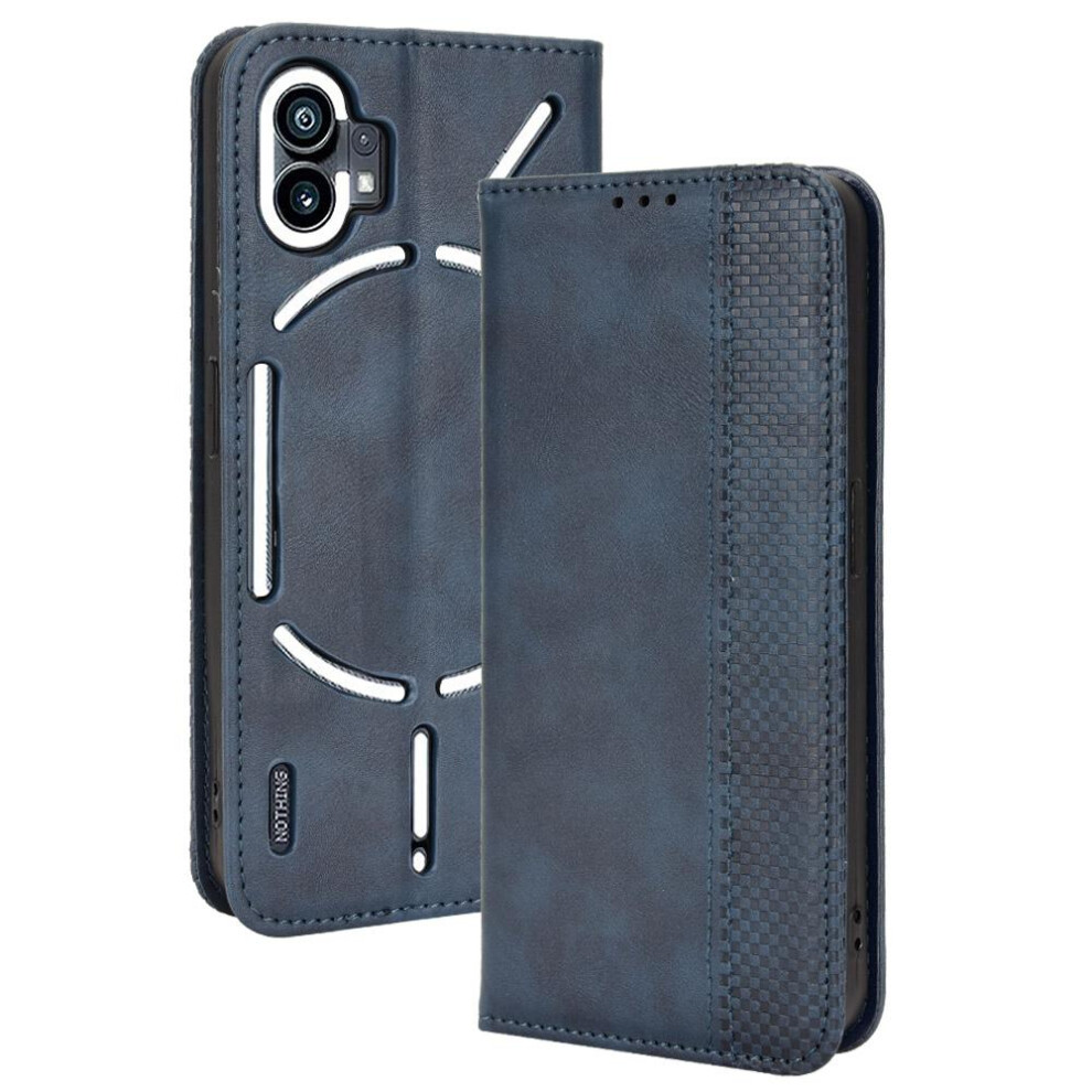 (Blue) Case For Nothing Phone 1 Wallet Pu Leather Magnetic Closure Blue 764762558017