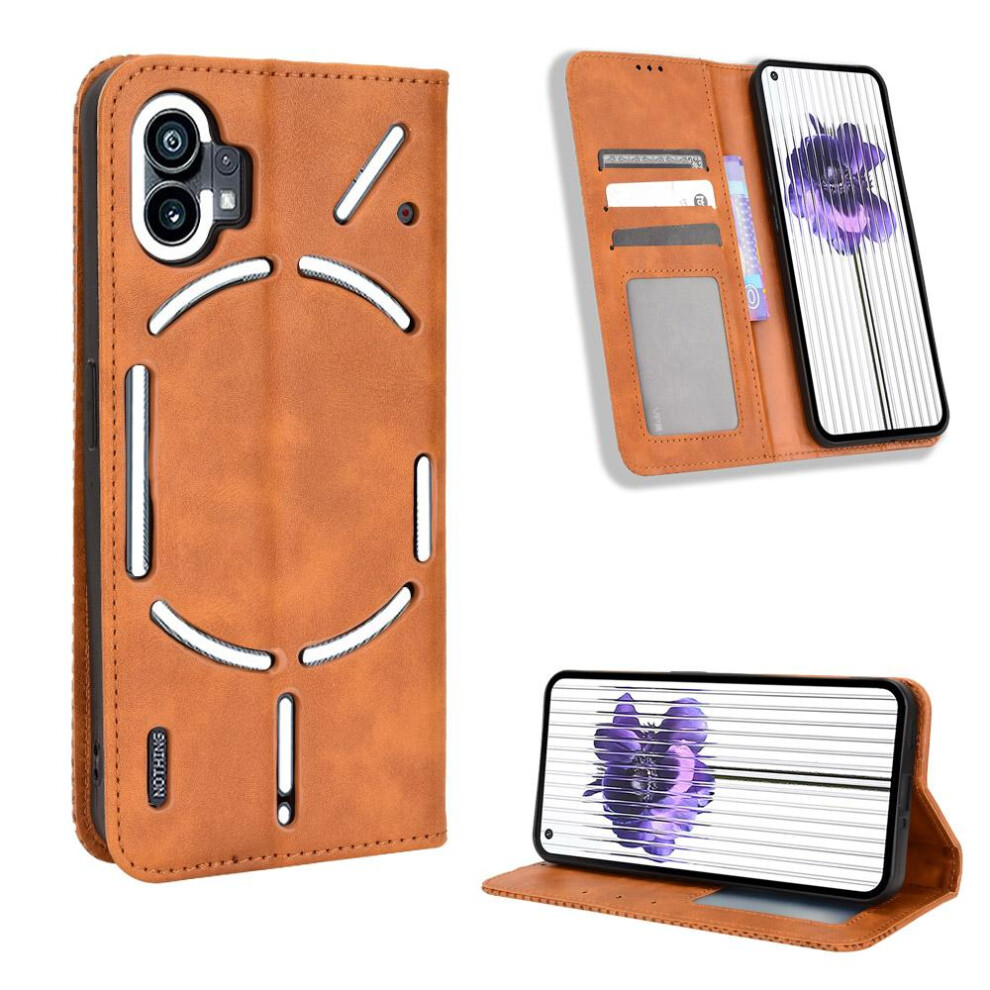 (Brown) Case For Nothing Phone 1 Wallet Pu Leather Magnetic Closure Brown 764762558024