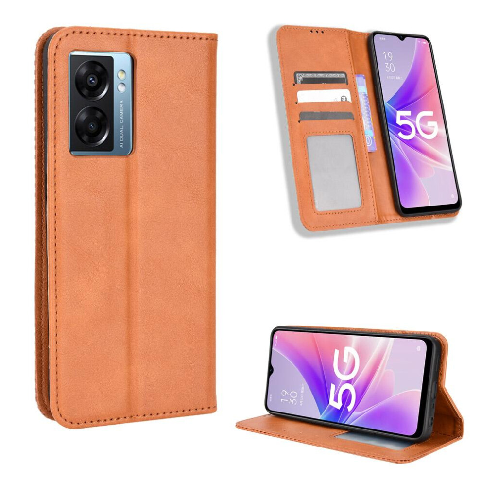 (Brown) Case For Realme Narzo 50 5G Wallet Magnetic Closure Pu Leather Brown 764762558147