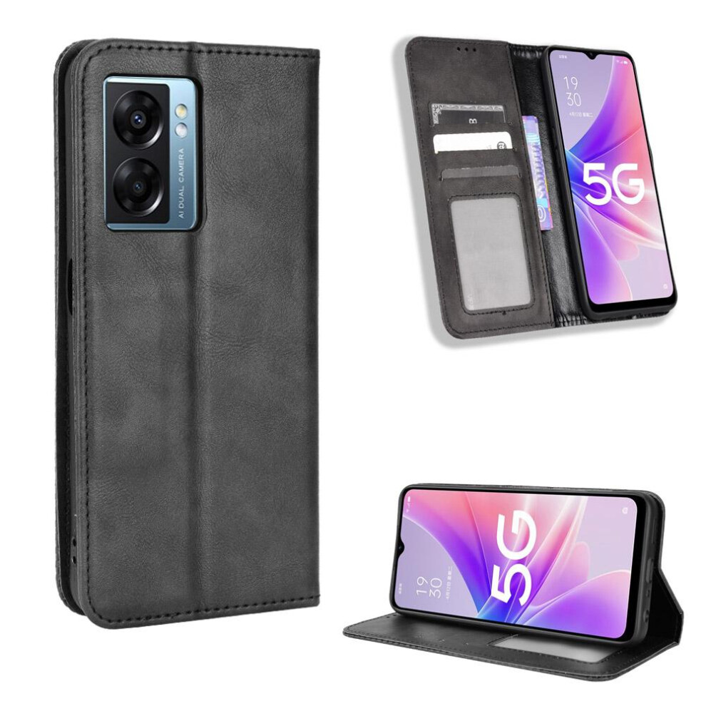 (Black) Case For Realme Narzo 50 5G Wallet Magnetic Closure Pu Leather Black 764762558116