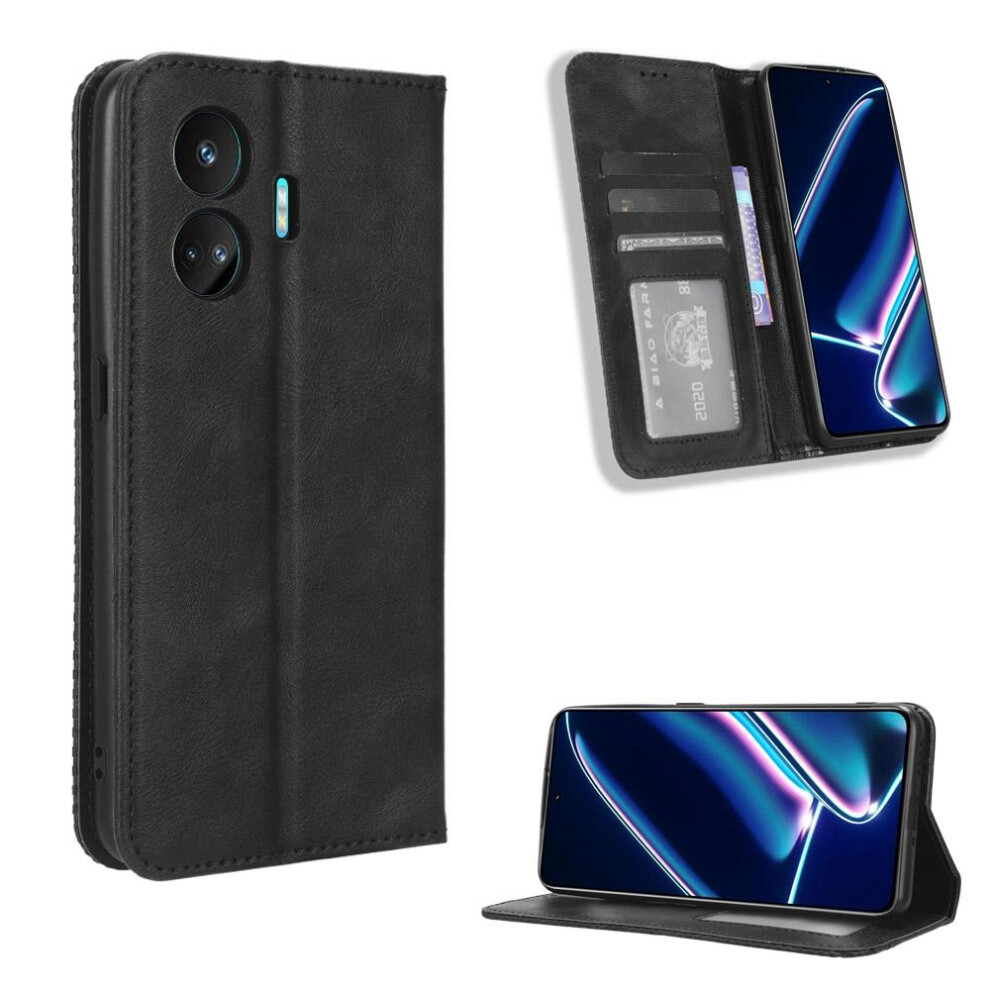 (Black) Case For Realme Gt Neo 5 Se Wallet Pu Leather Magnetic Closure Black 764762558277