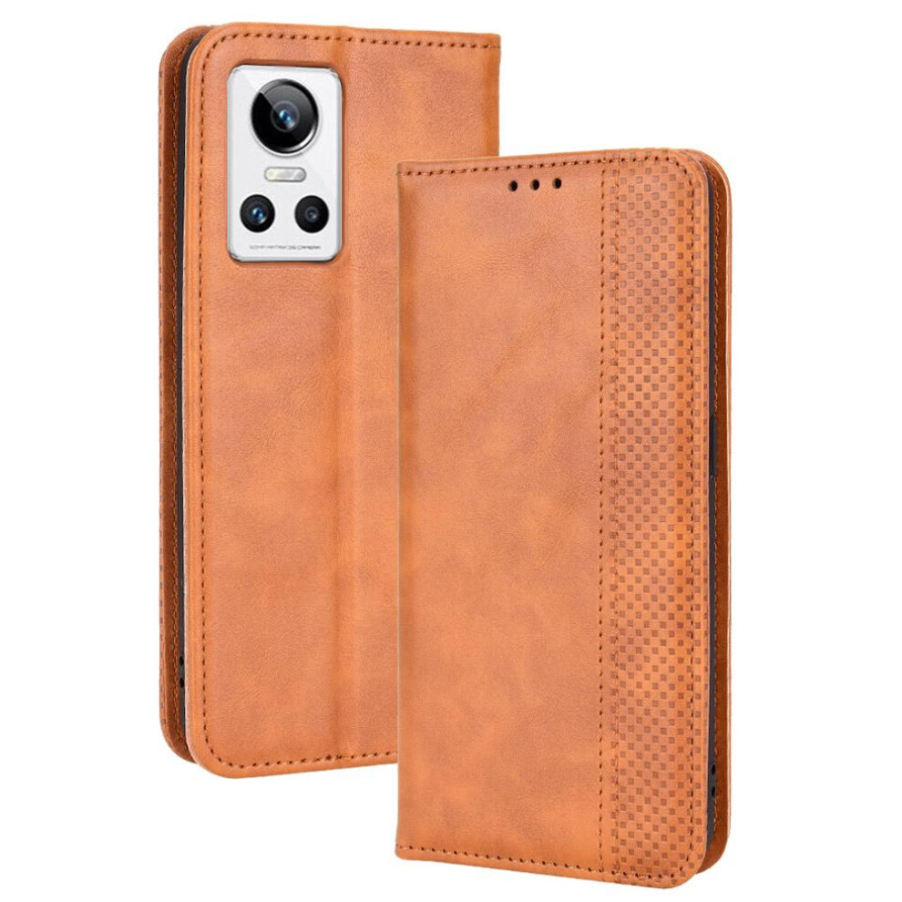 (Brown) Case For Realme Gt Neo 3 Pu Leather Wallet Magnetic Closure Brown 764762558345