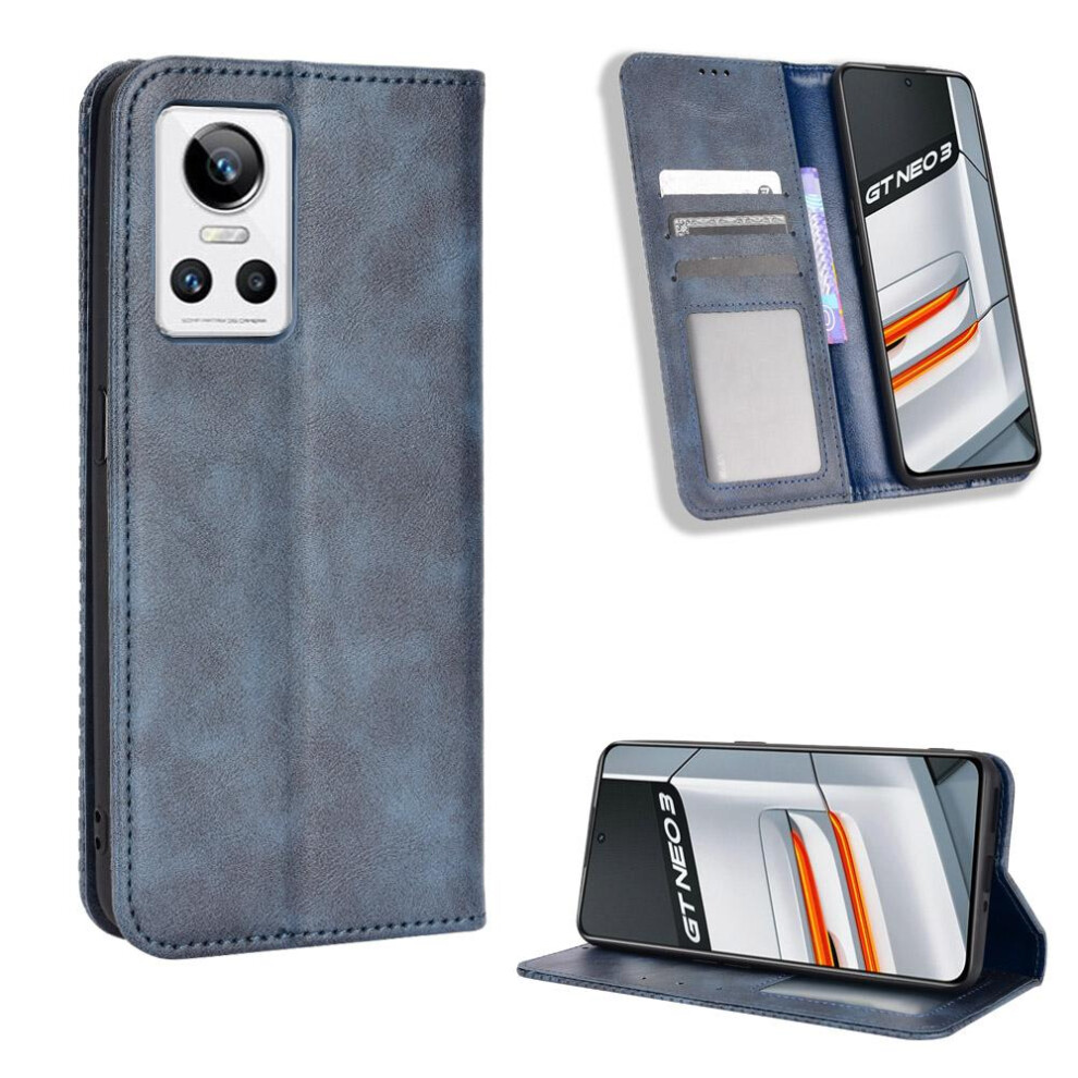(Blue) Case For Realme Gt Neo 3 Pu Leather Wallet Magnetic Closure Blue 764762558338