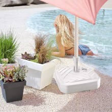(Square White) 10/12L Round/Square Plastic Umbrella Parasol Base Stand Garden Sunshade Holder