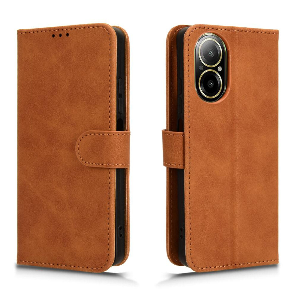 (Brown) Case For Oppo Realme C67 4G Full Protection Leather Folio Flip Case Card Insertion Protective Cover With Card Holder Kickstand Brown 764762558956