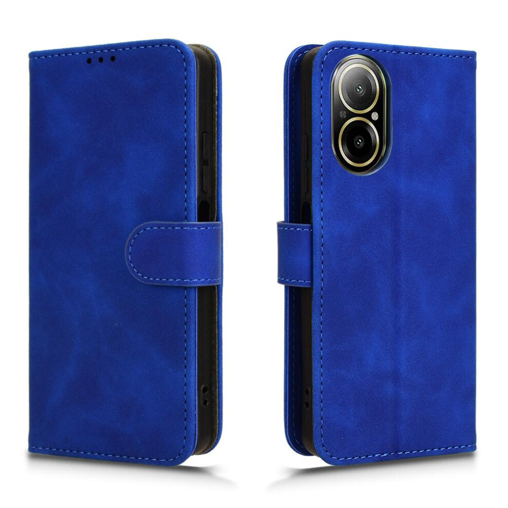 (Blue) Case For Oppo Realme C67 4G Full Protection Leather Folio Flip Case Card Insertion Protective Cover With Card Holder Kickstand Blue 764762558949