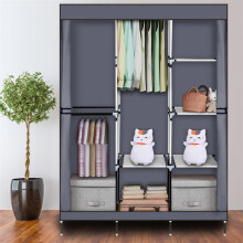 71in Portable Closet Wardrobe with Hanging Rod & 8 Shelves — Dustproof Cover, Water-Proof Fabric Tiers, Durable Steel Frame