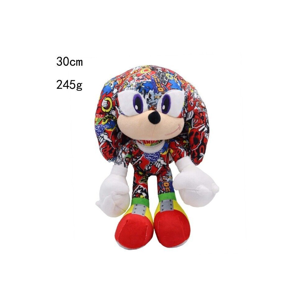 (A) 30cm NEW SONIC THE HEDGEHOG SOFT PLUSH TOYS SONIC ZOOM RAINBOW TOY