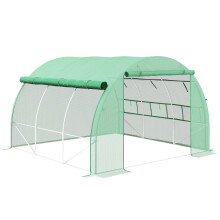 Outsunny 3 x 3 x 2 m Polytunnel Greenhouse Pollytunnel Tent Steel Frame Green