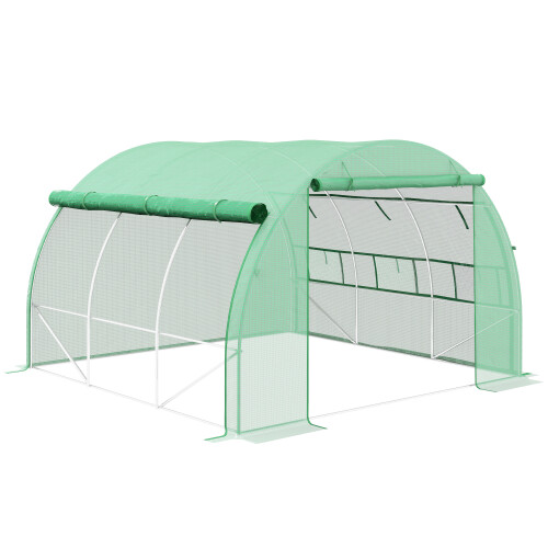 Outsunny 3 x 3 x 2 m Polytunnel Greenhouse Pollytunnel Tent Steel Frame Green