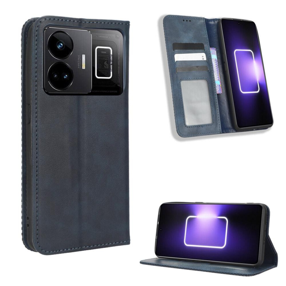 (Blue) Case For Realme Gt Neo 5 Magnetic Closure Wallet Pu Leather Blue 764762559953