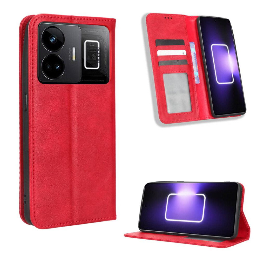 (Red) Case For Realme Gt Neo 5 Magnetic Closure Wallet Pu Leather Red 764762559946