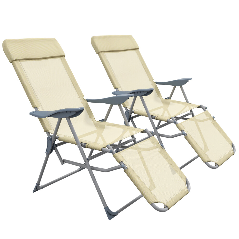 Reclining Garden Chairs Set Of 2 With 5-level Adjustable Backrest