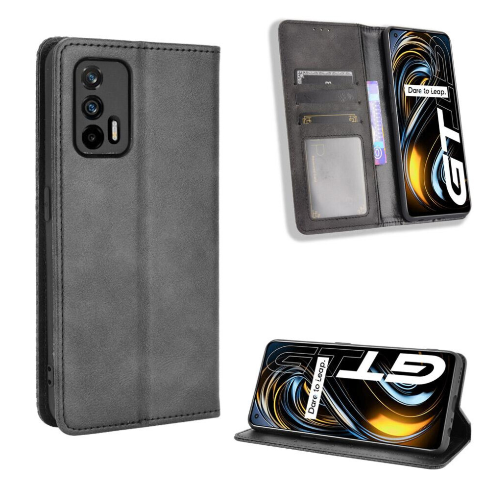 (Black) Case For Realme Gt 5G Pu Leather Wallet Magnetic Closure Black 764762560300