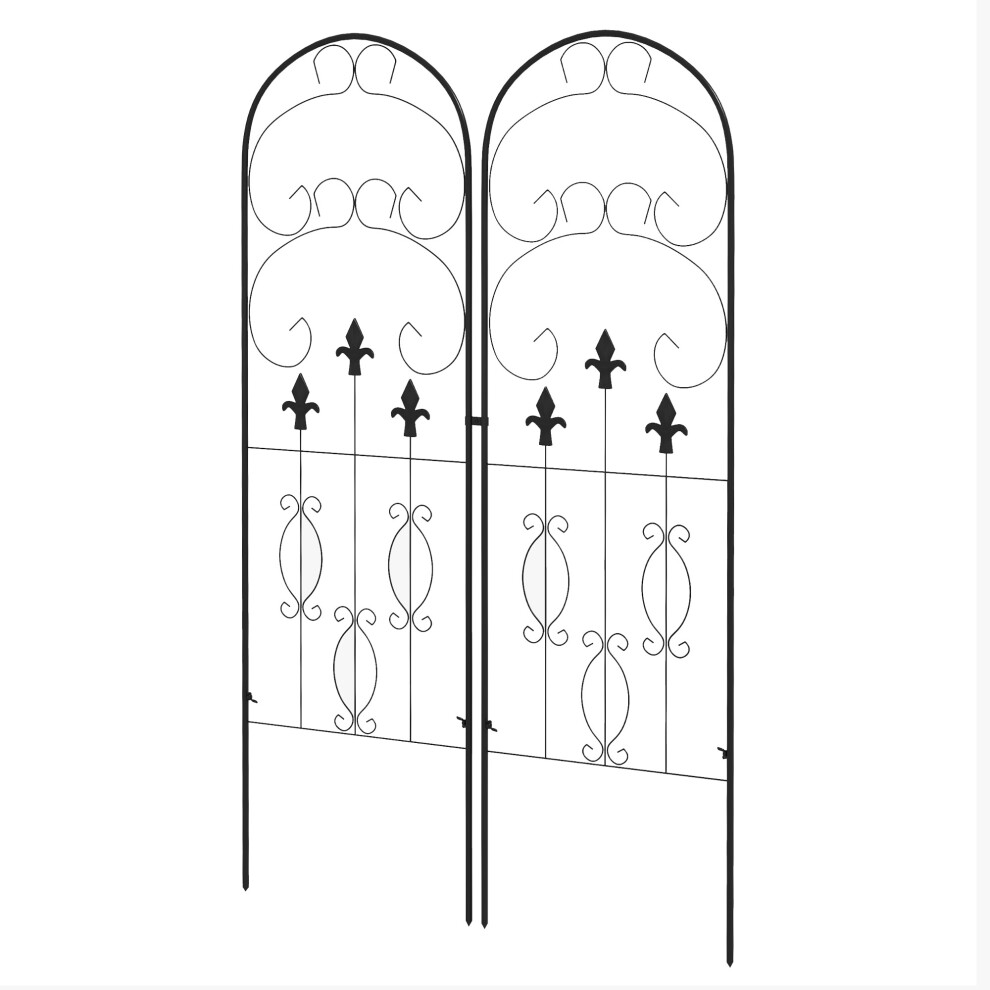 Scrolls Design Set Of 2 Metal Trellis For Climbing Plants