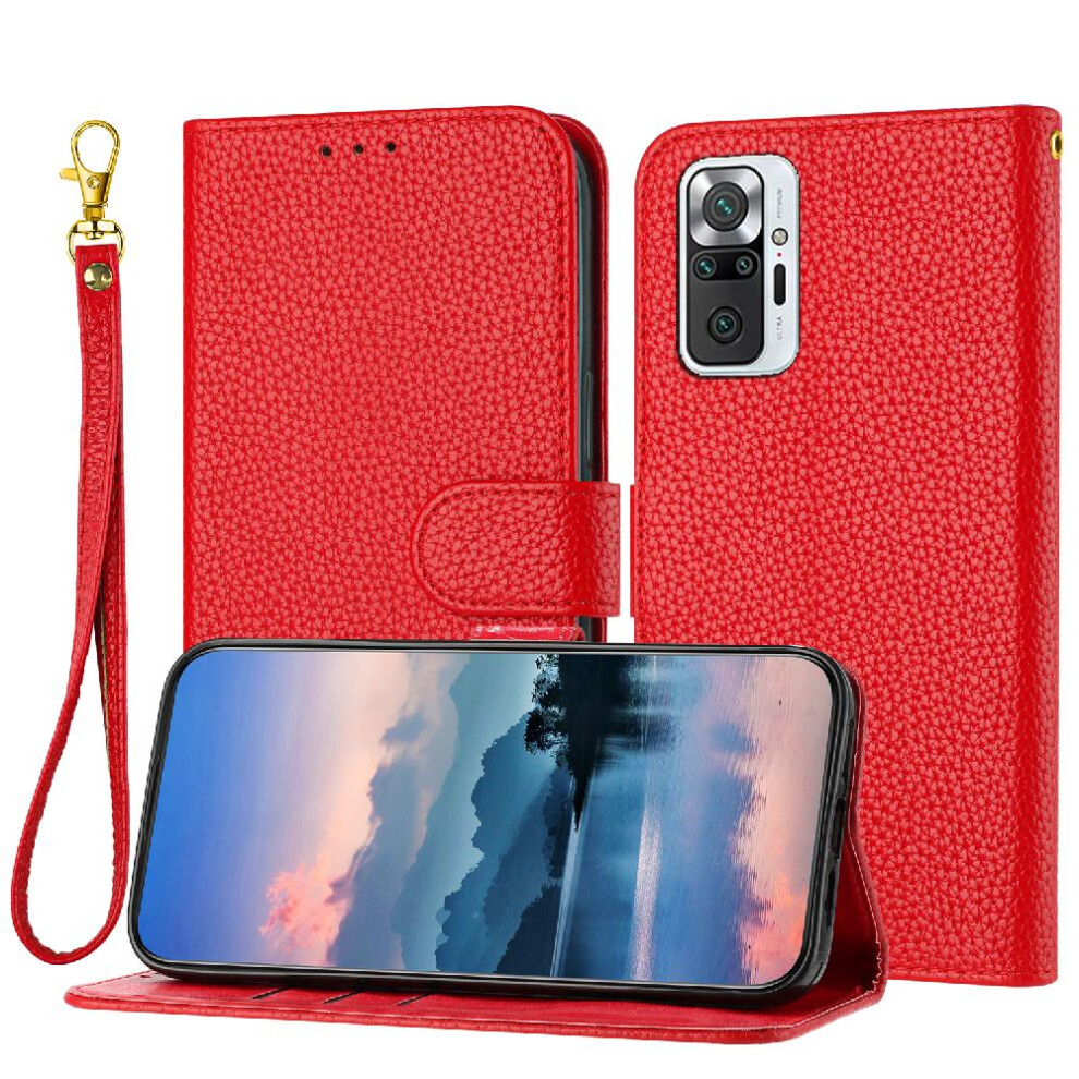 (Red) Phone Case For Xiaomi Mi Note 10 Pro 4G Pu Lether Card Slots Holder Wallet Flip Folio Litchi Pattern Red 764762560577