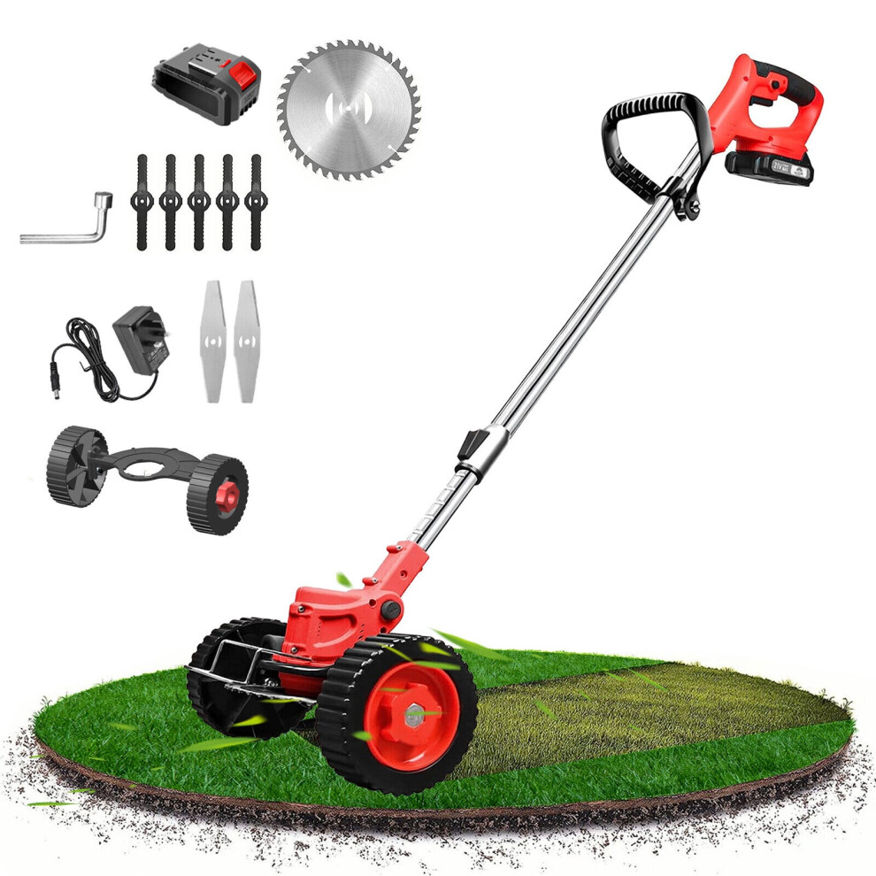 (6 inch with wheel) 24V Cordless Electric Strimmer Grass Trimmer Weed Cutter Garden Edger