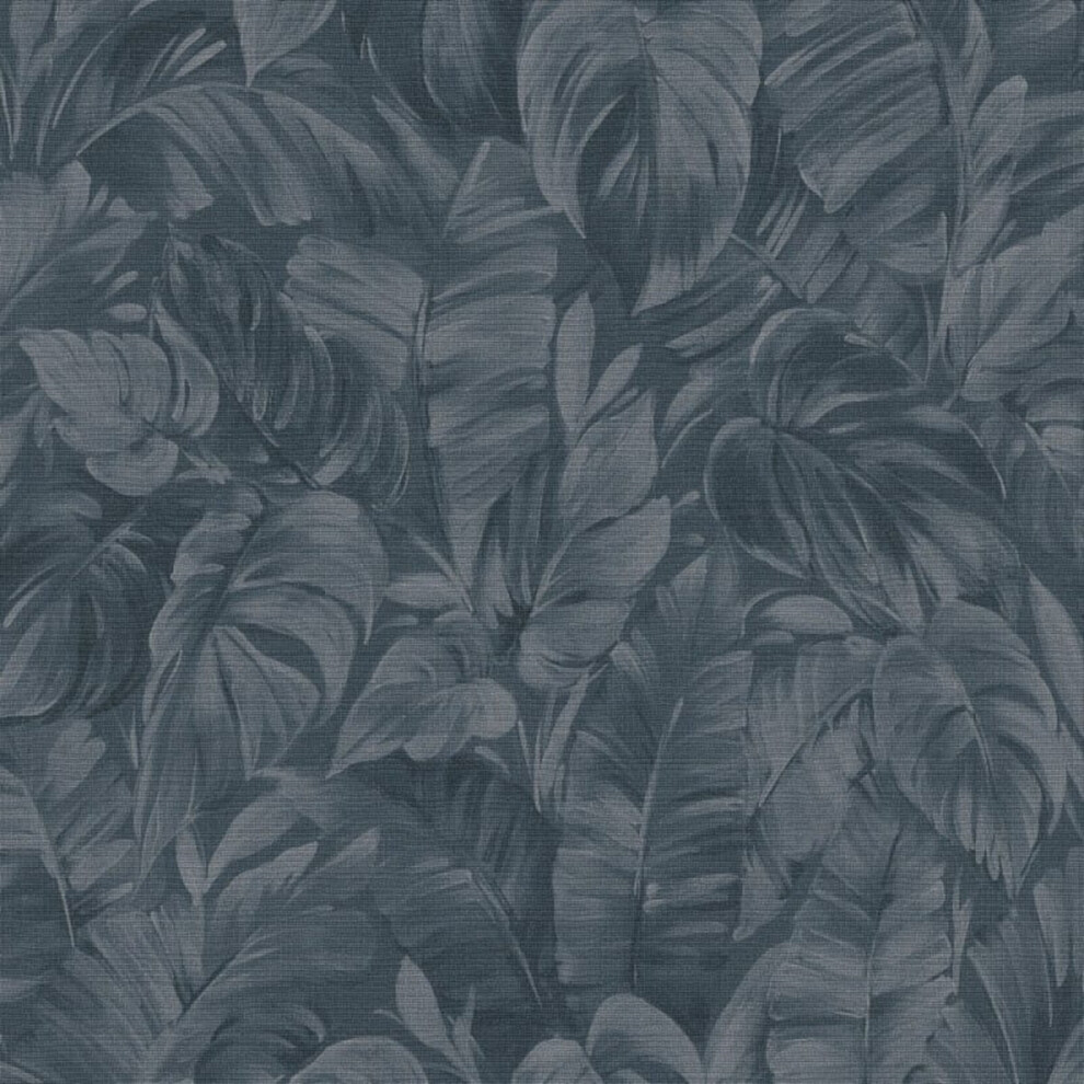 (Navy Blue 10416-08) Erismann Abode Play of Light Palm Leaves Wallpaper