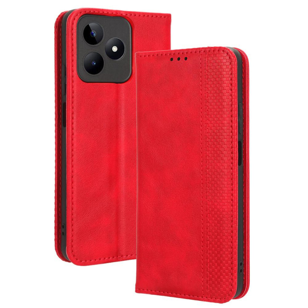 (Red) Case For Realme Narzo N53 4G Pu Leather Wallet Magnetic Closure Red 764762561253