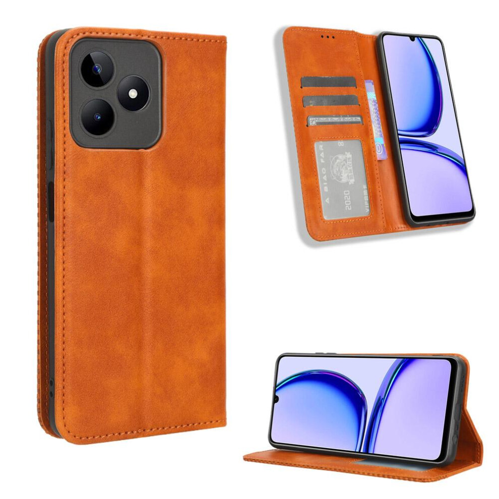 (Brown) Case For Realme Narzo N53 4G Pu Leather Wallet Magnetic Closure Brown 764762561277