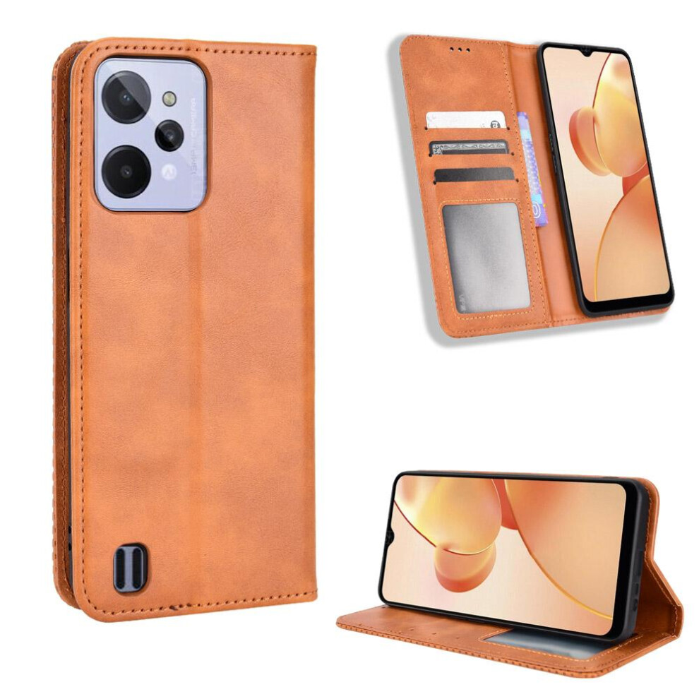 (Brown) Case For Realme C31 Pu Leather Magnetic Closure Wallet Brown 764762561437
