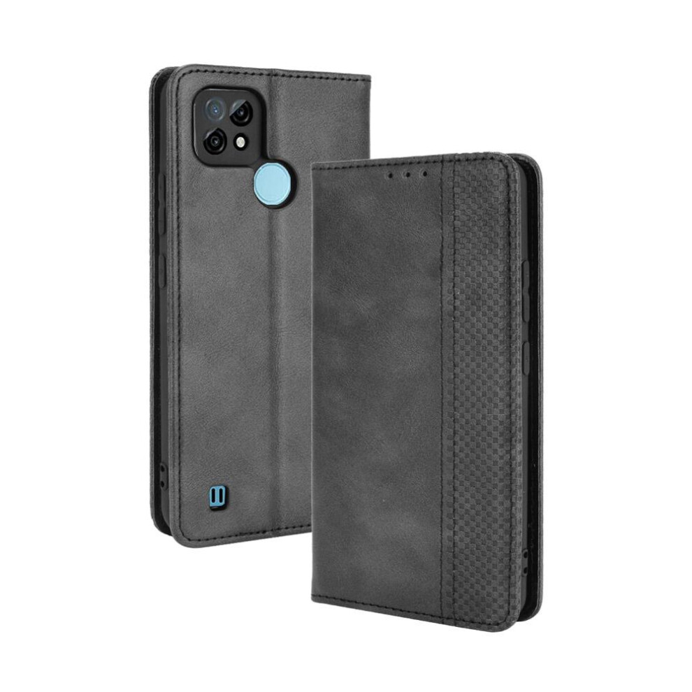 (Black) Case For Realme C21 Pu Leather Magnetic Closure Wallet Black 764762561482