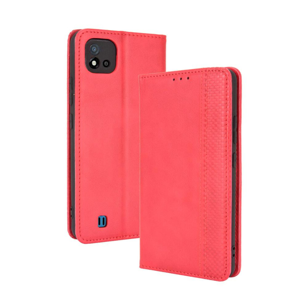 (Red) Case For Realme C11/C20/C20a Pu Leather Magnetic Closure Wallet Red 764762561611