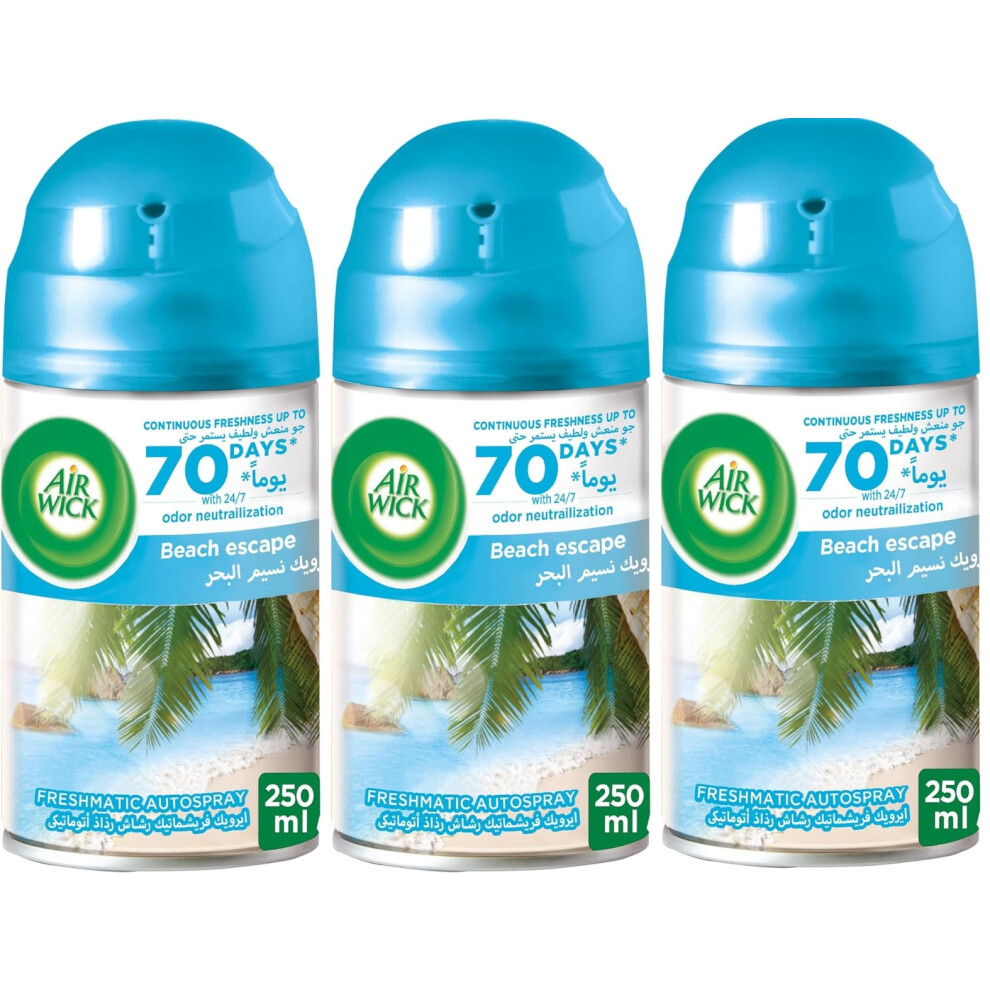 3 x Air Wick Freshmatic Automatic Spray Refill 250ml - Beach Escape (Exp 10/2023)