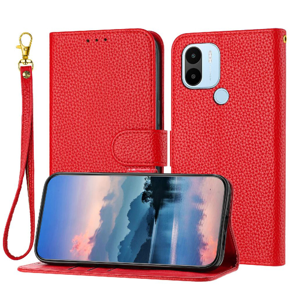 (Red) Phone Case For Xiaomi Mi A1 Plus/A2 Plus Wallet Pu Lether Card Slots Holder Litchi Pattern Flip Folio Red 764762562694