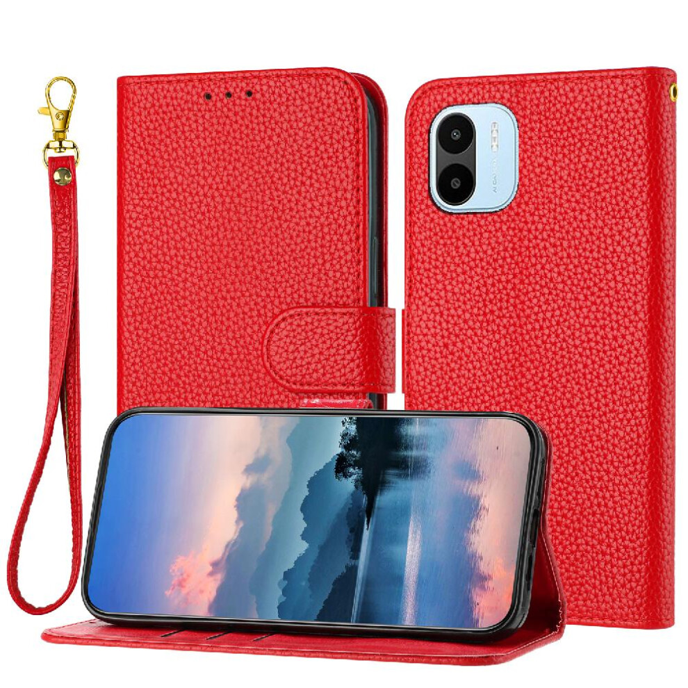 (Red) Phone Case For Xiaomi Mi A1/A2 Litchi Pattern Flip Folio Card Slots Holder Wallet Pu Lether Red 764762562915