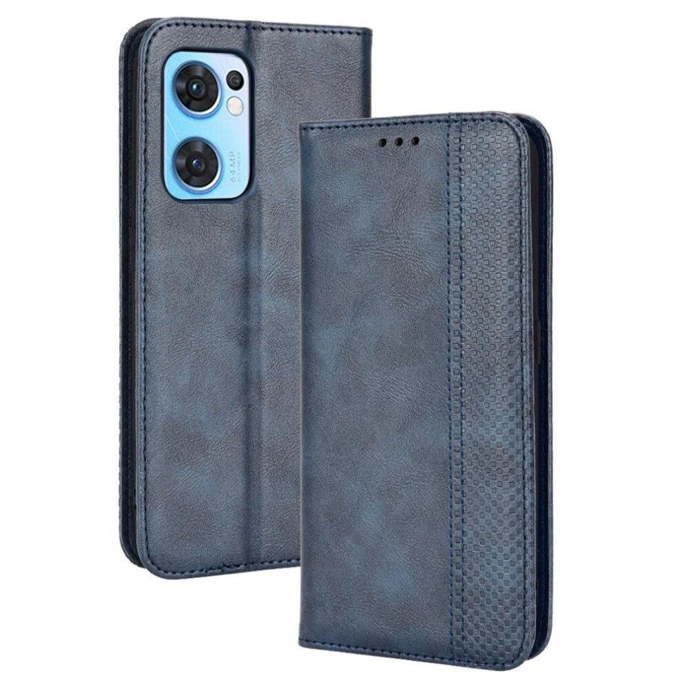 (Blue) Case For Oppo Find X5 Lite Magnetic Closure Pu Leather Wallet Blue 764762563172