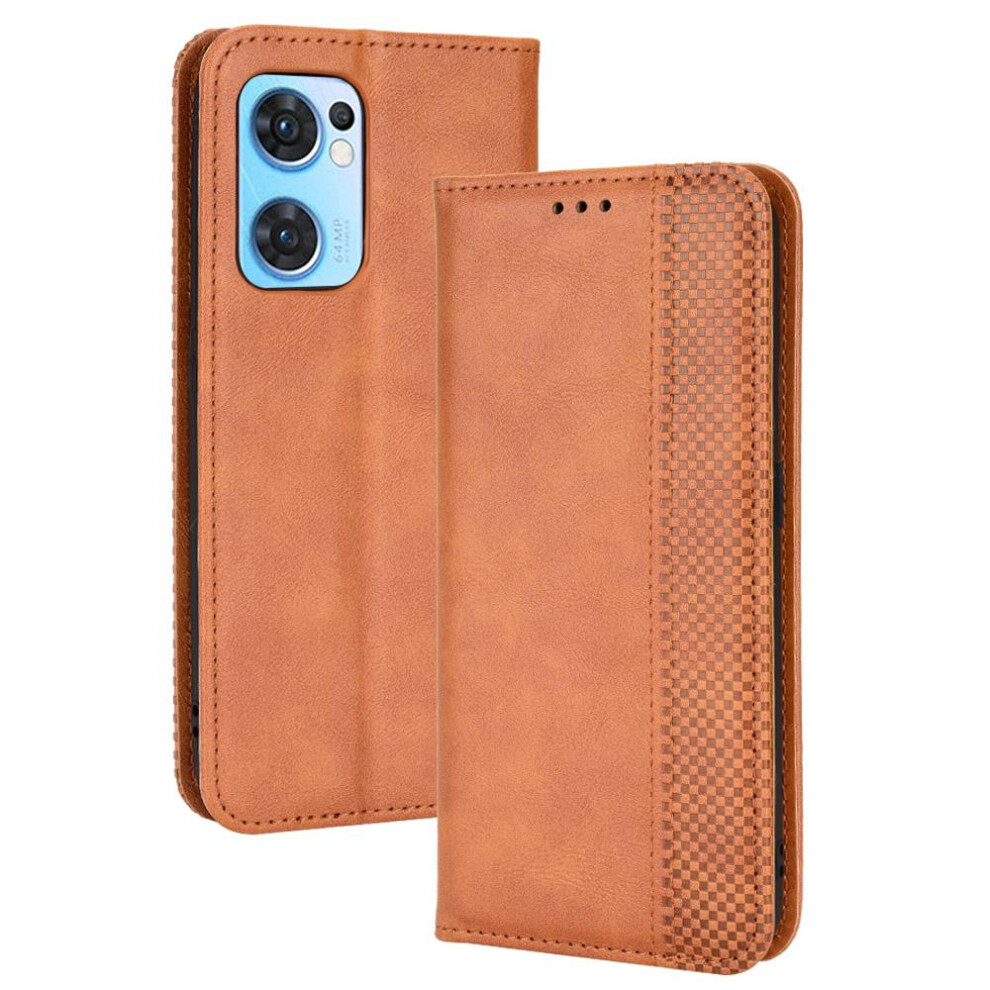 (Brown) Case For Oppo Find X5 Lite Magnetic Closure Pu Leather Wallet Brown 764762563189