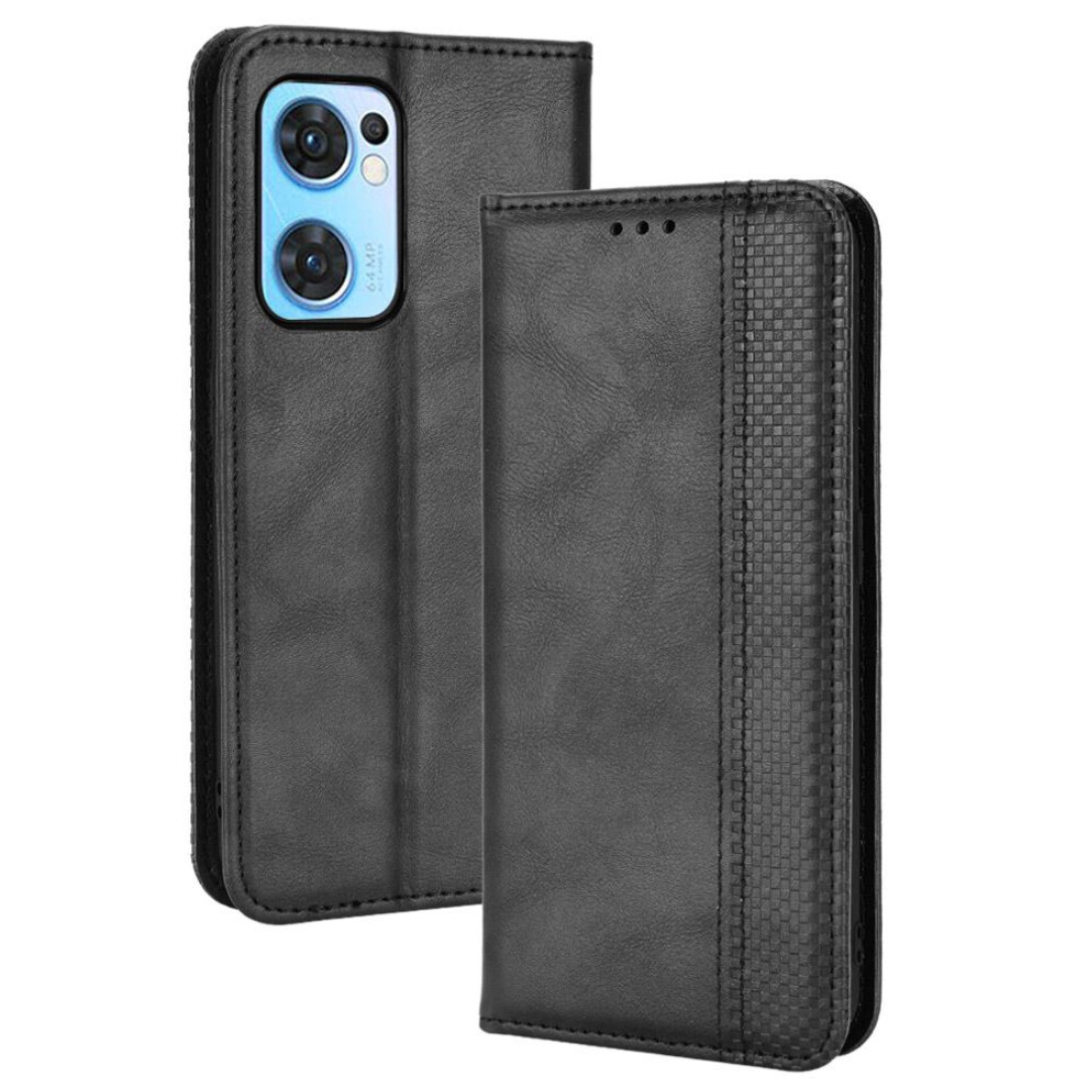 (Black) Case For Oppo Find X5 Lite Magnetic Closure Pu Leather Wallet Black 764762563158