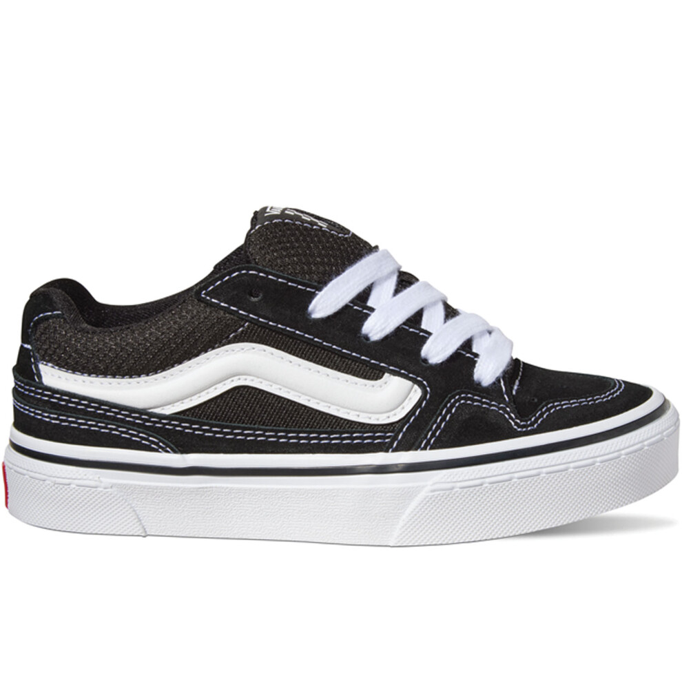 (13K UK, Black/White) Vans Kids Boys Girls Caldrone Canvas Low Rise Trainers Sneakers Shoes