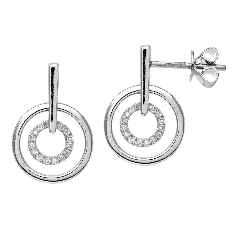 9ct White Gold  Round 10pts Diamond Circle Drop Earrings - DE1AXL124W