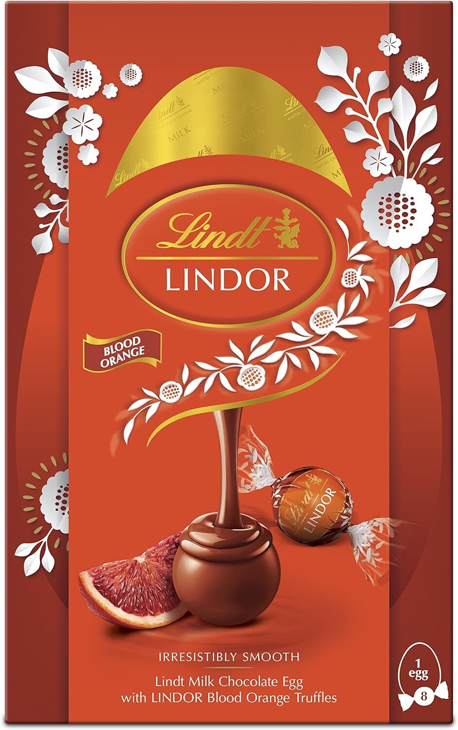 Lindt Lindor Blood Orange Milk Chocolate Easter Egg Large, 260-Contains ...