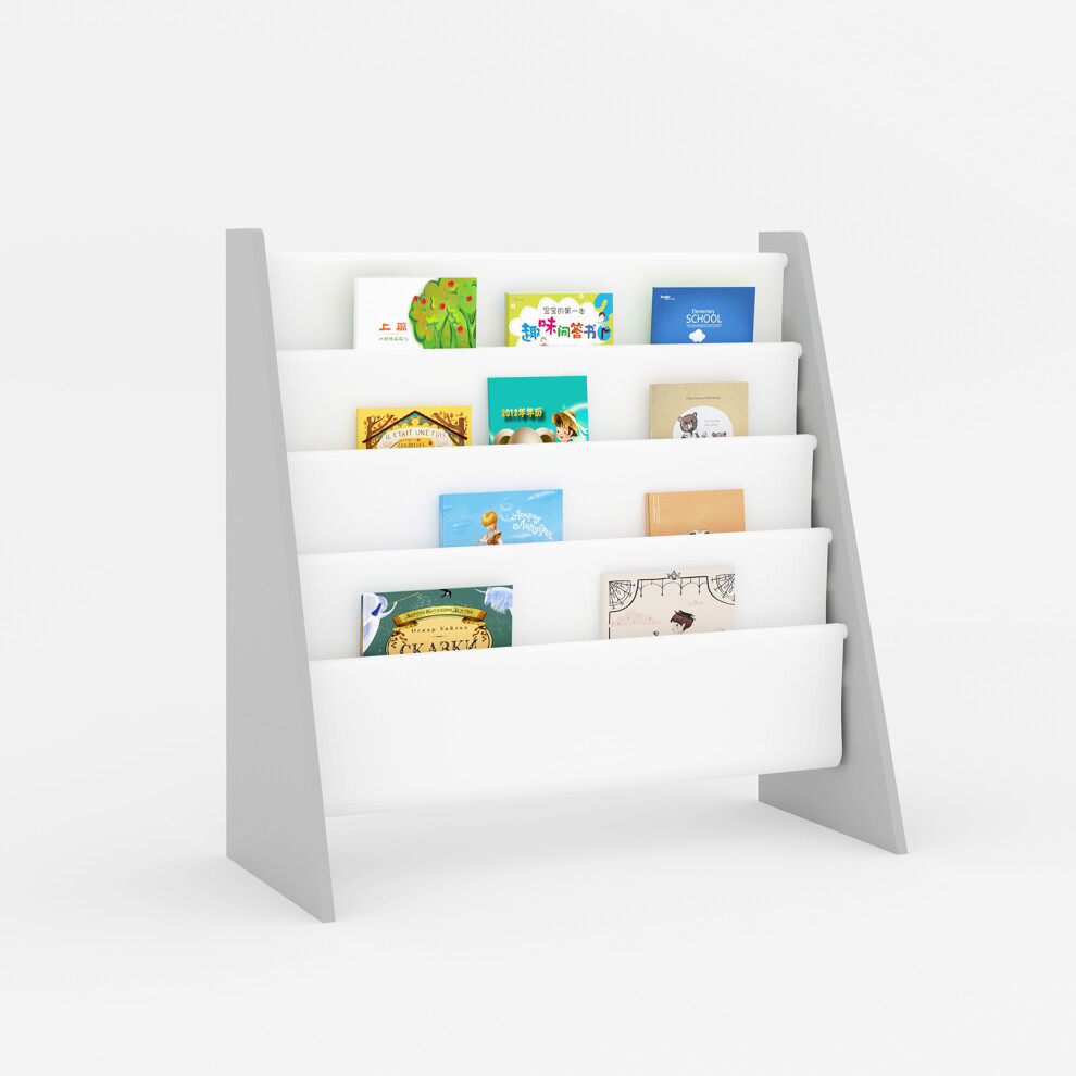 Ezi-Tech Kids Childrens Book Shelf Storage Rack Organizer Bookcase Bookshelf White