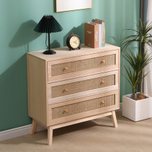 Rattan 3 Drawer Chest Cabinet Bedside Table Storage Unit Nightstand