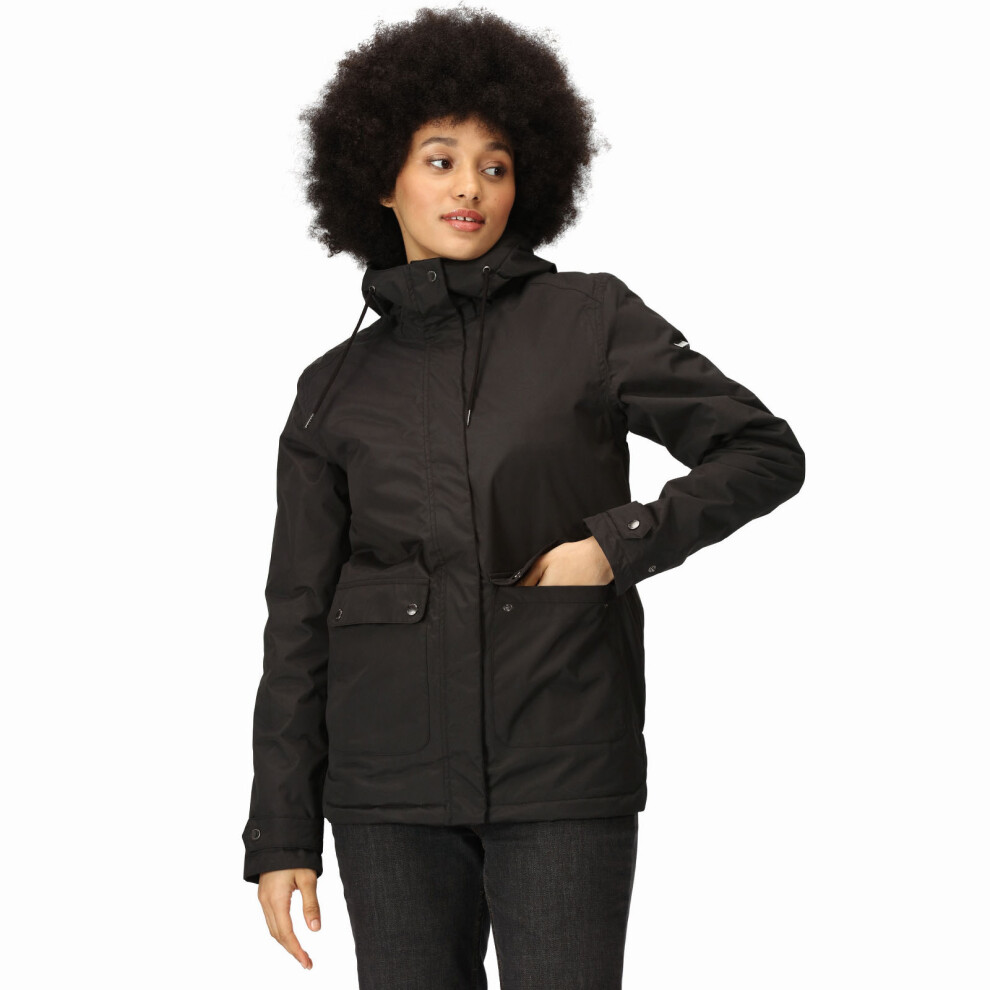 (12, Black) Regatta Womens Broadia Waterproof Hooded Warm Winter Jacket Coat