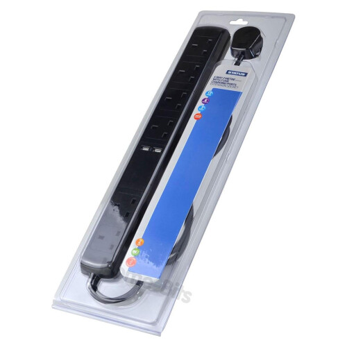 Status Status 6W ExtensionSocket 2 Built-In USB ChargingPorts 2m Cable, Black 2