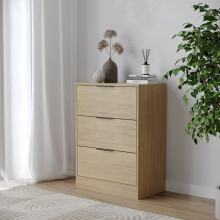 (60cm Oak ) 60/80cm Chest of 3 Drawers Compact Storage Bedside Cabinet Furniture