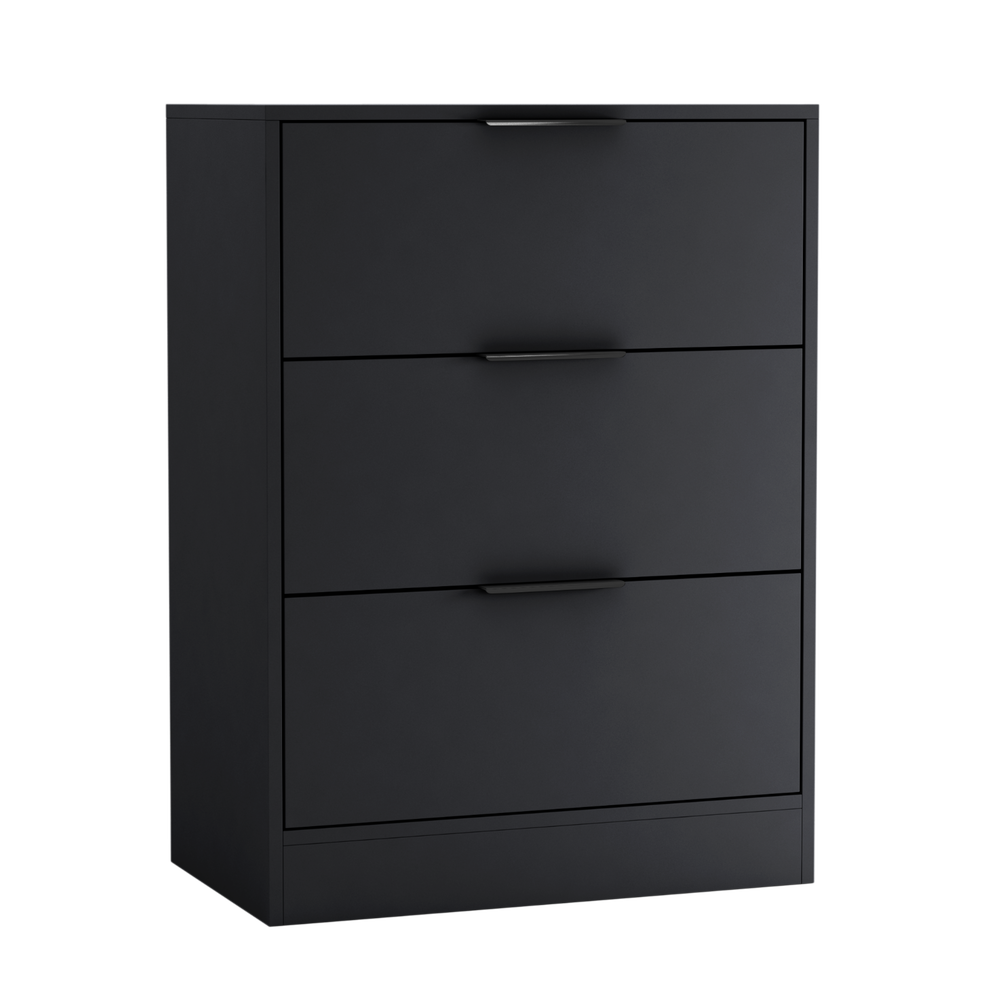 (60cm Black) 60/80cm Chest of 3 Drawers Compact Storage Bedside Cabinet Furniture